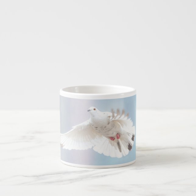 Tasse Expresso Plumes blanches de colombe Flying Bird Photographi (Devant)