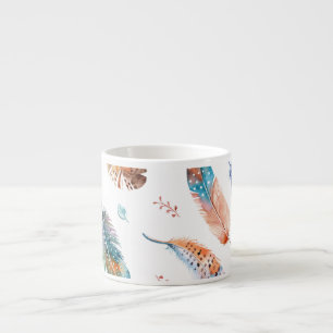Tasse Expresso Plumes dessinées à la main : Motif Arrière - plan