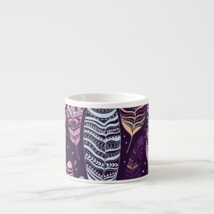 Tasse Expresso Plumes ethniques : motif noir et blanc