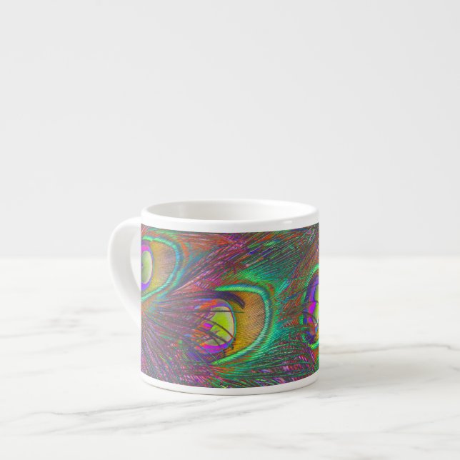 Tasse Expresso Plumes Peacock Tinsel de Noël (Devant gauche)