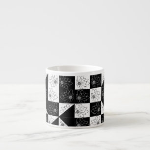 Tasse Expresso Pochoir monochrome et Motif flamand floral