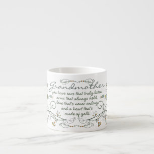 Tasse Expresso Poème de grand-mère avec des oiseaux