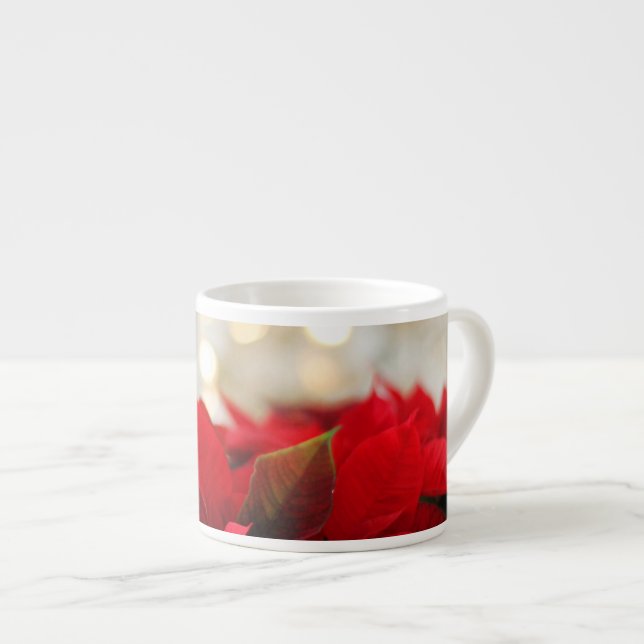 Tasse Expresso Poinsettia de Noël (Devant droit)