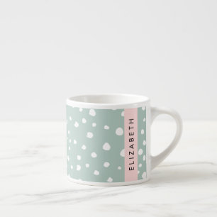 Tasse Expresso Points Dalmatiens verts, Spots, Votre Nom
