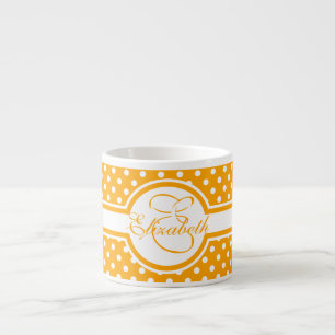 Tasse Expresso Pois blancs élégants sur Monogramme orange