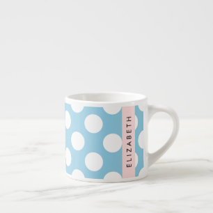 Tasse Expresso Pois Bleus, Motif Polka Dot, Votre Nom