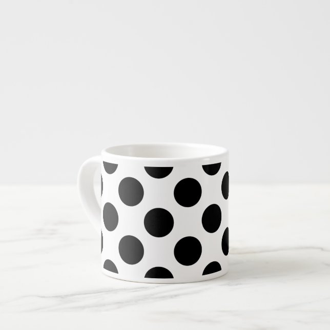 Tasse Expresso Pois, Motif Polka Dot, noir et blanc (Devant gauche)