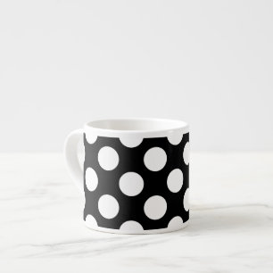 Tasse Expresso Pois noirs et blancs, Motif Polka