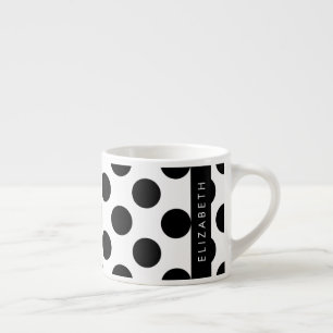 Tasse Expresso Pois noirs et blancs, pointillés, Votre nom