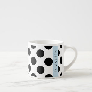 Tasse Expresso Pois noirs et blancs, pointillés, Votre nom