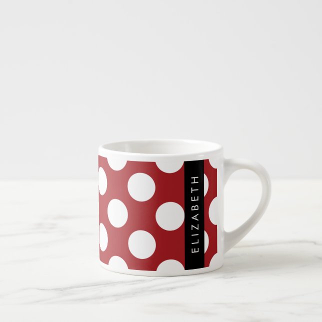 Tasse Expresso Pois Rouges, Motif Polka Dot, Votre Nom (Droite)