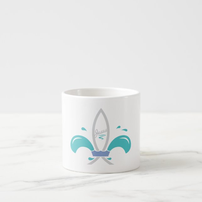 Tasse Expresso Poisson de Jésus Fleur de Lis (Devant)