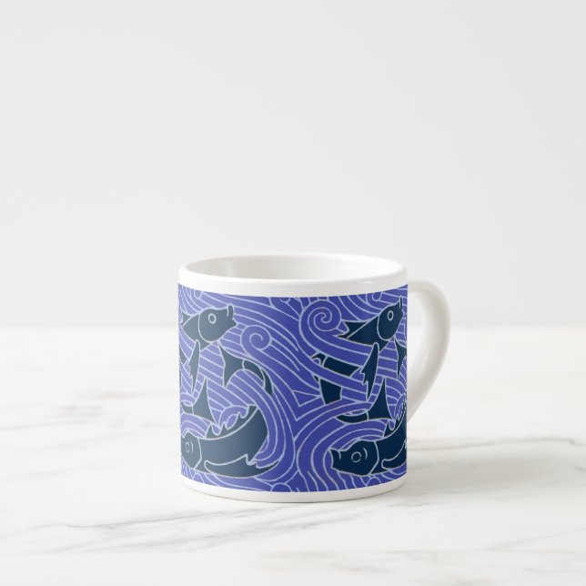 Tasse Expresso Poisson Gras Baignade Océan Bleu Pêche (Devant droit)