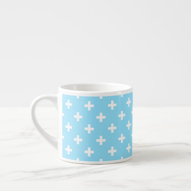 Tasse Expresso Polka blanche croise sur bleu bébé (Gauche)