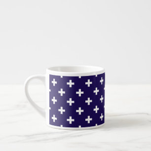 Tasse Expresso Polka blanche croise sur bleu marine