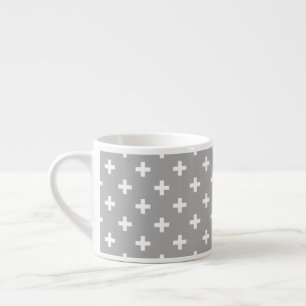 Tasse Expresso Polka blanche croise sur gris