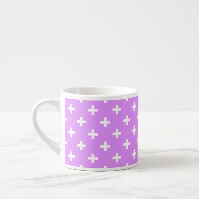 Tasse Expresso Polka blanche croise sur lilas (Gauche)