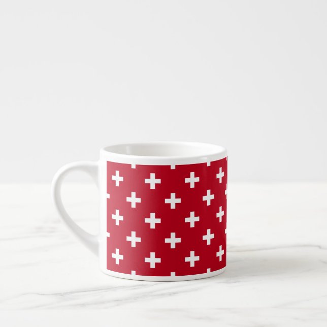 Tasse Expresso Polka blanche croise sur rouge (Gauche)