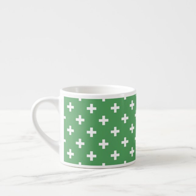 Tasse Expresso Polka blanche croise sur vert (Gauche)