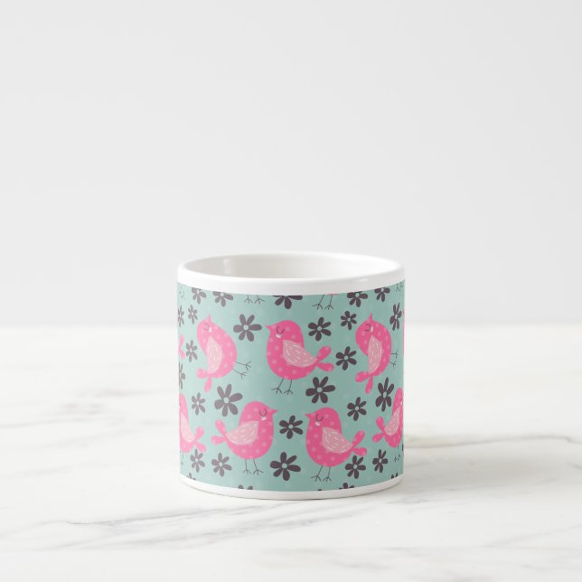Tasse Expresso Polka Dot Birds and Flowers (Devant)