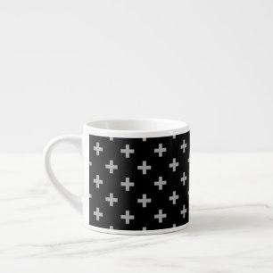 Tasse Expresso Polka gris croise sur noir