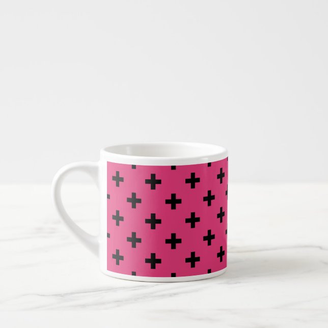 Tasse Expresso Polka noire croise sur fuchsia (Gauche)