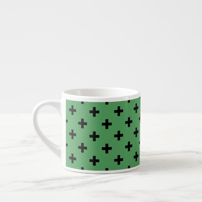 Tasse Expresso Polka noire croise sur vert (Gauche)