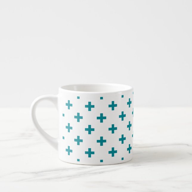 Tasse Expresso Polka turquoise croise sur blanc (Gauche)