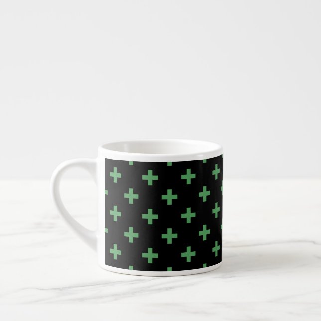 Tasse Expresso Polka verte croise sur noir (Gauche)