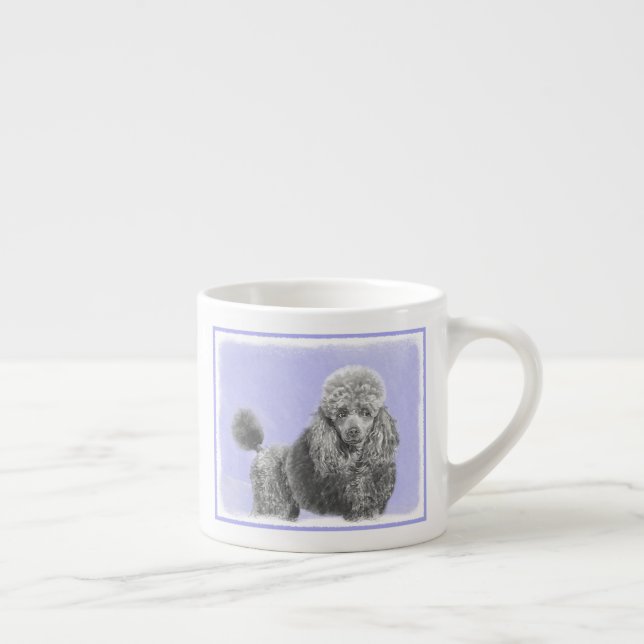 Tasse Expresso Poodé Jouet miniature Argent gris bleu Chien Art (Droite)