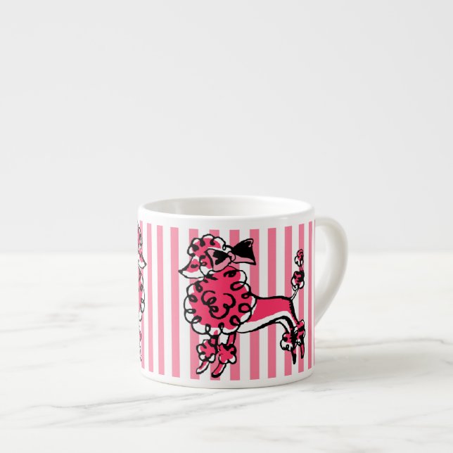 Tasse Expresso Poodle rose des années 50 (Devant droit)