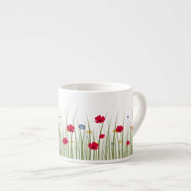 Tasse Expresso Poppies rouges fleurs sauvages (Devant droit)