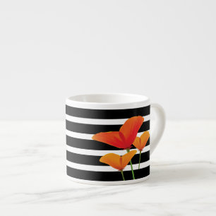 Tasse Expresso Poppy Chic Rayures Noires Monogramme