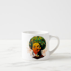 Tasse Expresso Portrait féminin africain avec coucher de soleil