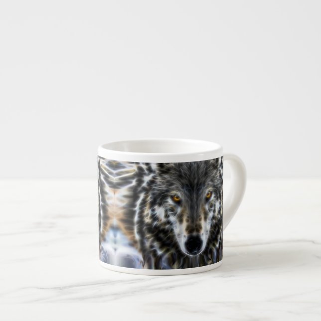 Tasse Expresso Portrait graphique inspirant de loup (Devant droit)