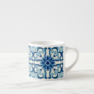 Tasse Expresso Portugais Azulejos Blue Floral Motif