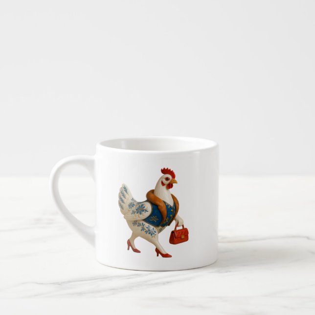 Tasse Expresso Poule de mode avec sac à main (Gauche)