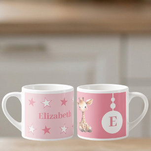 Tasse Expresso Pour les enfants nom de girafe rose