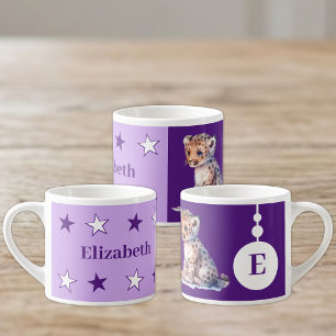 Tasse Expresso Pour les enfants nom de léopard violet