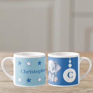 Tasse Expresso Pour les enfants nom éléphant bleu