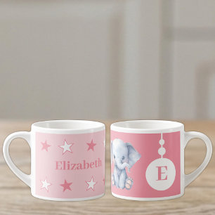 Tasse Expresso Pour les enfants nom éléphant rose