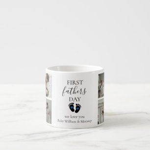 Tasse Expresso Première Fête des pères - Empreintes bébé et Coeur