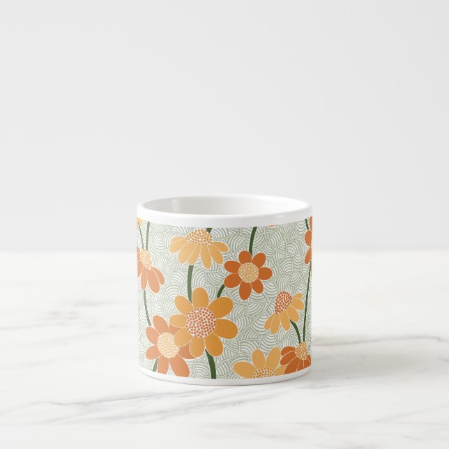 Tasse Expresso Pretty retro muted 1970 s flowers (Devant)