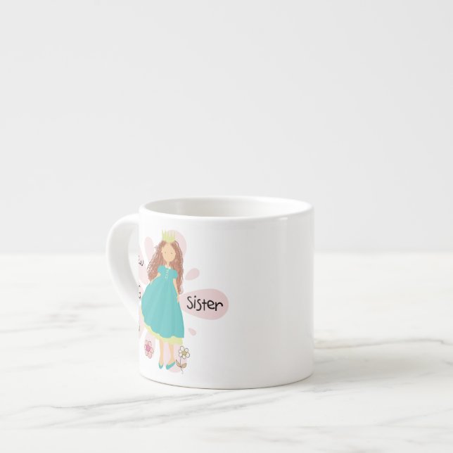 Tasse Expresso Princesse Big Soeur Cheveux Brown (Devant gauche)