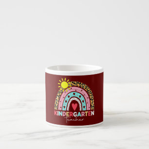 Tasse Expresso Professeur de maternelle Léopard Arc-en-ciel Premi