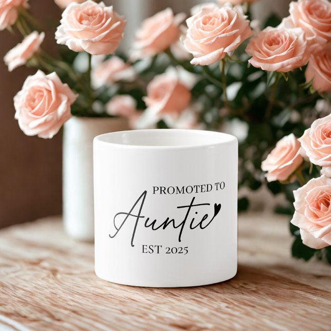 Tasse Expresso Promu à la tante EST 2025 | Première Tante (Créateur téléchargé)