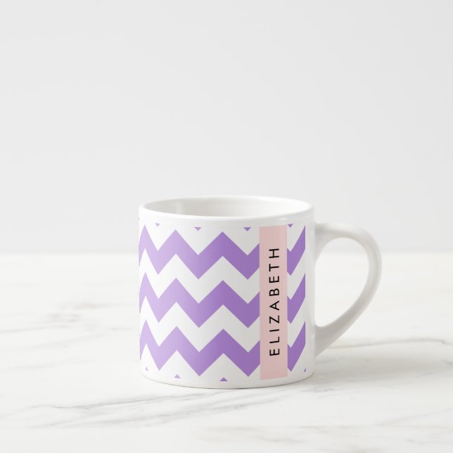 Tasse Expresso Purple Zigzag, Purple Chevron, Votre Nom (Droite)