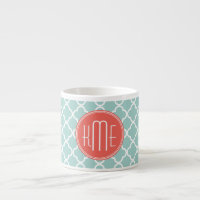 Quatrefoil à la menthe et au corail avec monogramm