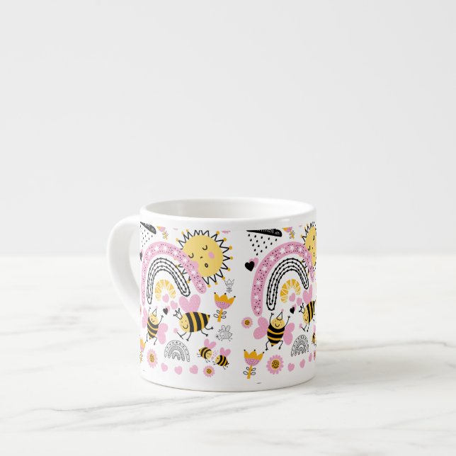 Tasse Expresso Queen BEES Cute BFF, Baby Girl, Girly Toxits Rose (Devant gauche)