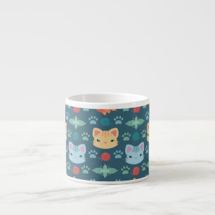 Tasse Expresso Qu'est-ce que le Cool, Kitty Chat en bleu et jaune